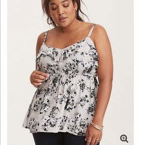 ❌SOLD❌ FLORAL PRINT CHALLIS RUFFLE BABYDOLL TOP